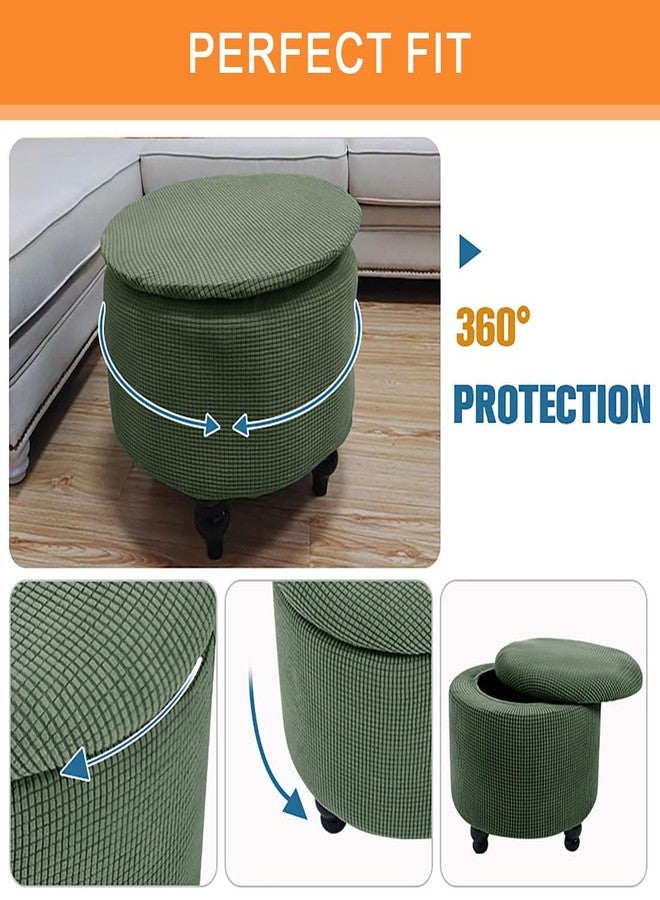 غطاء عثماني دائري من لوسينويرت، قابل للتمدد، ناعم، مناسب لتخزين القدمين، غطاء عثماني قابل للطي، غطاء كرسي قابل للطي، واقي أثاث، لون أخضر عسكري، ديكور منزلي - Image 5